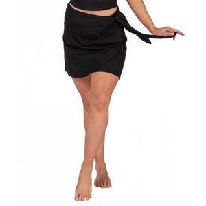 NEW SOUL FLOWER wrap mini skirt in black